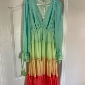 Red Dress Color Block Dress Sz. M